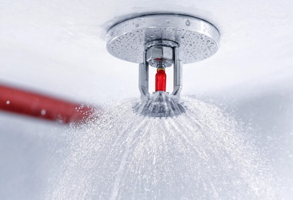 Fire sprinkler head discharging water